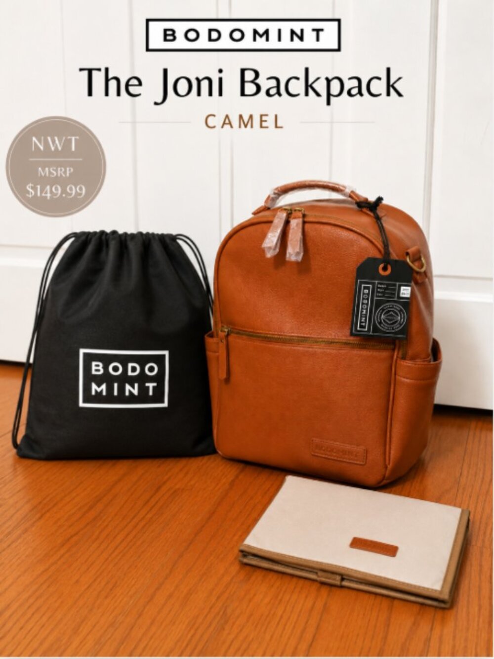 Bodomint Joni 2.0 Camel Convertible Backpack Diaper Bag NWT